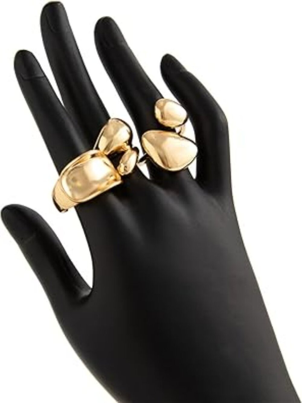 Gold Chunky Ring Set Geometric Stacking Rings Exaggerated Knuckle Ring Boho - Picture 3 of 4